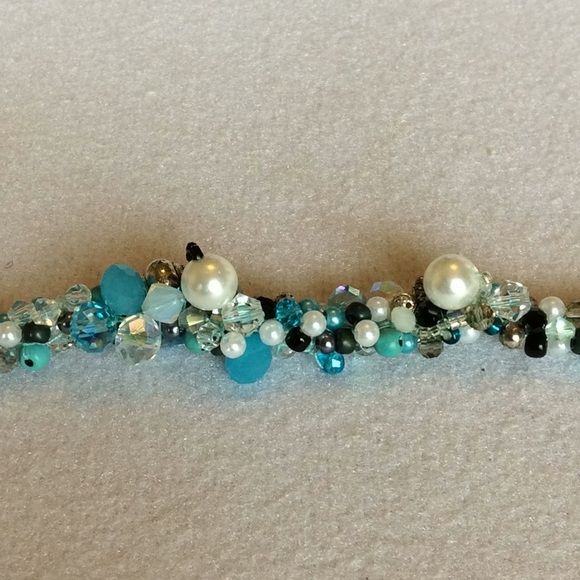 FINAL SALE PRICE CL Designs Crocheted Bracelet in Blue/Black/White - Picture 2 of 5